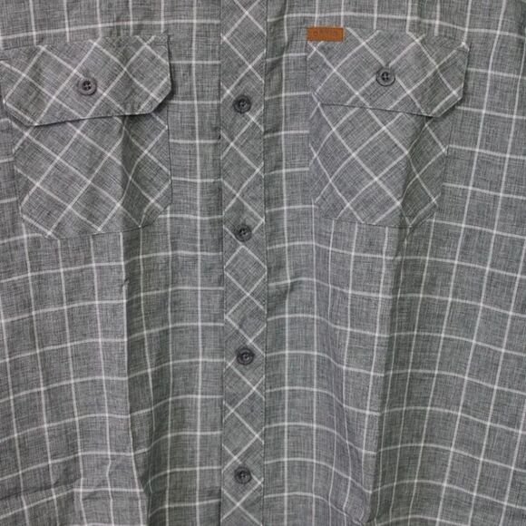 ORVIS MEN'S XL SHORT SLEEVE GRAY WHITE PLAID POCKET FRONT BUTTON UP SHIRT - Picture 6 of 8